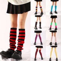Autumn Winter Y2K Lolita Leg Warmers Harajuku Neon Ribbed Leg Warmers Japanese Kawaii Boot Socks for Party Sports Yoga