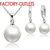 Genuine 925 Sterling Silver Pearl Necklaces Earrings Jewelry Sets Fashion Jewelry Women Girls Engagement Anniversary