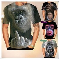 Animal T Shirt For Men 3D Printed Design Spoof Gorilla Funny Monkey Women T-Shirt Pout Monkey Children Short Sleeve Sweatshirt