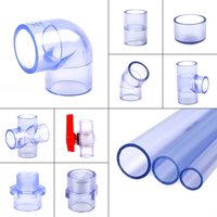 1PC I.D 20~63mm UPVC Pipe Connectors Transparent Blue Aquarium Fish Tank Accessories Irrigation Drainage Tube Adapter Fittings