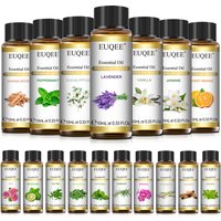 EUQEE 10ml Pure Natural Essential Oil Lavender Jasmine Eucalyptus Vanilla Sandalwood Sweet Orange Lemon Oregano Rose Fragrance