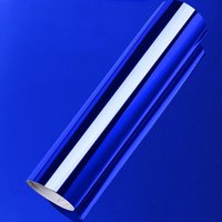 Premium Stretchable Blue Chrome Mirror Vinyl Wrap Film Vinyl Roll Self Adhesive Decal Vehicle Car Wrapping
