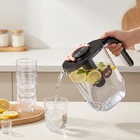 2200ml Plastic Water Pitcher with Lid Filter Fridge Juice Jug Cold Brew Tea Fruit Infuser Drinkware Wide Mouth Handle