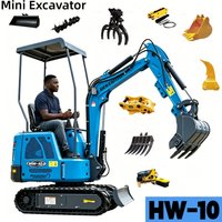 1 Ton Mini Excavator Hydraulic Crawler Digger with Euro 5 EPA Engine Rubber Track for Farm Garden Construction