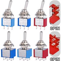 10Pcs 6mm Toggle Switch Mini Power Button Switch Rocker Switch with Waterproof Cap MTS-102 MTS-103 MTS-202 MTS-203
