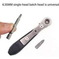 Double headed black mini ratchet screwdriver, positive and negative wrench, cross shaped flat head screwdriver head repair kit