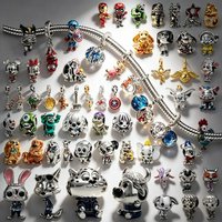 Hot Sale Fine Charm Spider-Man Dumbo&Mom Moana Pua The Pig Mickey Mouse Beads Fit Original 925 Silver Bracelets DIY Jewelry Gift