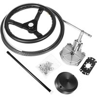 Marine Outboard Rotary Steering System Kit with 15 Feet Steering Control Cable and 13.5" Steering Wheel for Yachts,Fishing Boats