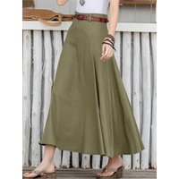 Summer Women A-line Midi Skirts Casual Solid Female Zipper High Waist Skirt 2024 New Fashion