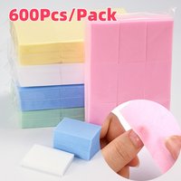 600Pcs/Pack Lint-Free Cotton Pads 5-Colors Disposable Nail Polish Remover Wipes for UV Gel Beauty Makeup Manicure Clean Paper 1