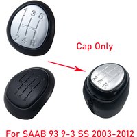 For SAAB 93 9-3 SS 2003-2012 5/6 Speed Gear Shift Knob Badge Head Emblem Cap Shifter Stick Top Cover Black Silver Car Styling
