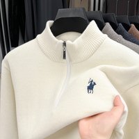 Winter Add Layers to Men's Knitted Sweater Half-Height Zipper High Quality Embroidery Daily Commute British Style Mens Clothing