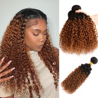 100% cheveux vierges brésiliens Ombre 1B 30 crépus bouclés cheveux paquets 12A Ombre cheveux humains 1/3 paquets noir à brun Extensions de cheveux