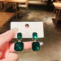 LATS New Exaggerated Design Green Geometric Square Crystal Earrings Fashion Transparent Earrings for Women Jewelry Jewelry Gift