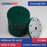 10 Pieces 150mm(6-Inch) 9-Hole Scouring Discs Hook Loop Nylon Scouring Pads Rust Remover Grout Power Scrubber Metal Polishing