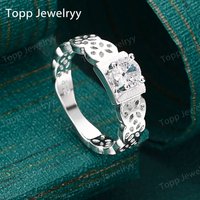 Charm 925 Sterling Silver Simple Shiny Zircon Ring Gift Jewelry Fashion Women Charm Ring