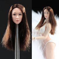 1/12 Asian Female Head Sculpt Long Hair Transplant Carving Model Fit 6" TBL PH Pale Soldier Action Figure Body Doll