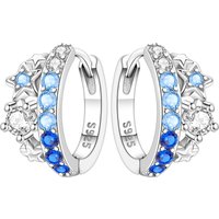 PANPOKI S925 Sterling Silver Gradient Blue Star Earrings Hoop Earrings Women Jewelry Original Trendy Anniversary Gifts