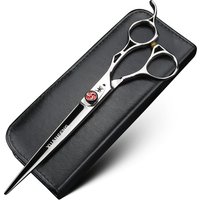 XUANFENG – ciseaux de coupe de cheveux à vis élastique à poignée creuse de 7 pouces, ciseaux de barbier en acier JP440C, adaptés aux animaux de compagnie