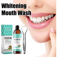 Coconut Mint Pulling Oil Mouthwash Kit With Tongue Scraper Fresh Oral Breath Odor Removal Tongue Scraper Set Tool Mouth Care
