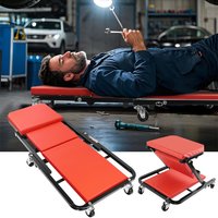 2-in-1 Folding Car Creeper,Padded Crawler Board with Extra Head Padding,6 Smooth-Running 360° Swive,Home Garage Workshop image 4