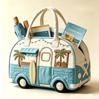 Bus-Shaped Quilted Travel Bag, Large Capacity Zipper Tote Suitable for Party, Beach, Commute & Weekend Trips - Handheld Luggage