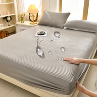 1pc Waterproof Mattress Cover 3-Layer Protector Soft Fitted Sheet Solid Color Bedding