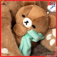 Rilakkuma Plush Bear With Blanket Stuffed Animal For Sleep & Cuddle, Kawaii Bedtime Toy Anxiety Relief Gift For Kids/Adults