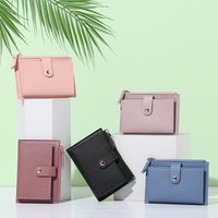 Fashion Women's Money Clip Wallet Zipper Pocket Pu Leather Purse Female Card Coin Holder Small Credit Cards Short Wallets