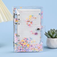 A6 Glitter Bead Shell Transparent Notebook Planner Organizer Binder Books Journal Spiral Personal Clear Shell