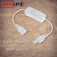 30CM DC Extended Extension Switch USB Cable - Power Cord with Switch Button Long Life Lamp Charger Adapter