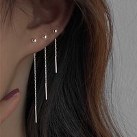 Three sizes Long Wire Tassel Thread Chain Ball Pendants Drop Earring Women's Ear Straight Line Hanging Earings Unusual Jewelry