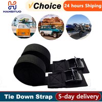 Sangles noires d'arrimage, 2 pièces, ceinture à cliquet solide, sac à bagages, attache de chargement avec boucle en métal 300cm x 2.5cm pour voiture RV Kayak