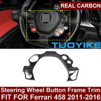 Car Real Dry Carbon Fiber Interior Steering Wheel Button Frame Cover Trim Decoration Racing Kit For Ferrari 458 F458 2011-16