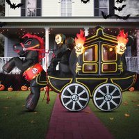 Sloosh, carrosse gonflable d’Halloween de 3 mètres de long, décorations d’extérieur avec motif de feu infernal, carrosse gonflable avec LED intégrées, idéal pour décorer le jardin, la pelouse ou