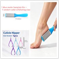 Foot scrubbing kit for removing dead skin: 1 set of double-sided scrubbed foot pads and 1 random-color dead skin remover clamp