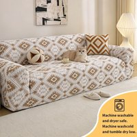 1PC-Bohemian geometric sofa cover, pet friendly scratch resistant and dustproof sofa cover, soft and elastic fabric