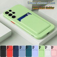 Card Slot Wallet Pocket Silicone Case for Samsung Galaxy S20 S21 S22 S23 S24 S25 Plus Note 20 Ultra Soft Silonce Phone Cover