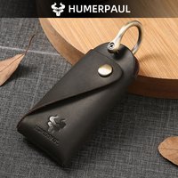 HUMERPAUL Crazy Horse Leather Keychain Men Women Key Organizer Pouch Top Quality Male Housekeeper Keys Storage Bag