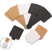 50Pcs 4x10cm Fold Over Paper Cardboard Keychain Self Adhesive Cards Necklace Display Tags DIY With Ring Jewelry Packaging