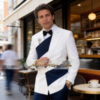 Elegant Men's Suit 2-piece Wedding Tuxedo Groom Slim Fit Suit Colorblock Jacket Pants XS-5XL For Men Blazer