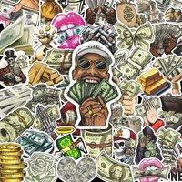 50PCS Cartoon Money Dollar World Stickers Decals For Phone Laptop Suitcase Notebook Skateboard Waterproof Stickers