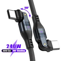 180 Degree 240W PD3.1 USB-C to Type-C Mobile Phone Data Cable 5A Fast Charging Type-C Cable for iPhone MacBook Samsung Xiaomi