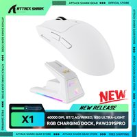 ATTACK SHARK X1 Tri-mode Gaming Mouse, Touchpad RGB Charging Dock, PAW3395PRO Sensor, 40000 DPI, 53g Ultralight, BT/2.4G/Wired