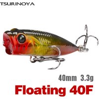 TSURINOYA 4cm 3.3g Fishing Lure Topwater Popper CATCHER 40F Dog Walk Action Hard Bait Light Game Bass Rockfish Big Mouse Model