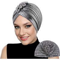 New Women's Luxury Diamond Turban Cap Muslim Indian Hat Bandana Elastic Beanies Chemo Cap African Hat Headwear