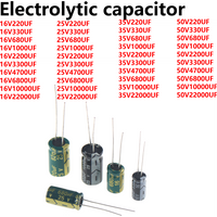 100/50/20/10/5pcs 16V 25V 35V 63v 50V 400V 450v Capacitor 220uf 330uf 470uf 680uf 1000uf 2200uf 3300uf 4700uf 6800 10000 22000uf