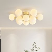 Postmodern Magic Bean Chandelier Lights Gold Color White Glass Ball Ceiling Lamps for Bedroom Living Room Dining Room Restaurant