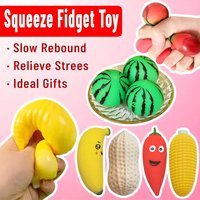 Soft Squishy Toys Simulation Fruits&Vegetable Squeeze Decompression Toys Banana Watermelon Strawberry Corn Anxiety Relief Gifts