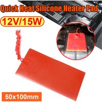Quick Heat Silicone Heater Pad 12V 15W Car Fuel Engine Oil Tank Tool Heating Mat Warming Accessories 50x100mm